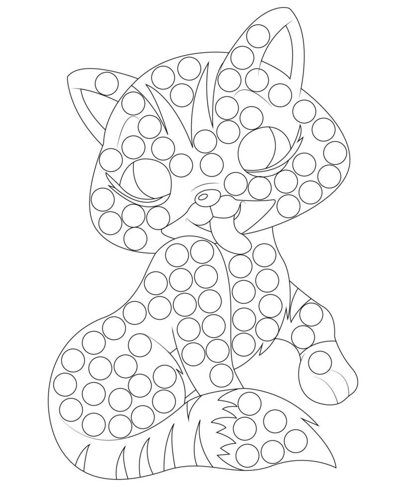 Dot Cat Coloring page for kids and adults. Dot Cat coloring book page for Children vector