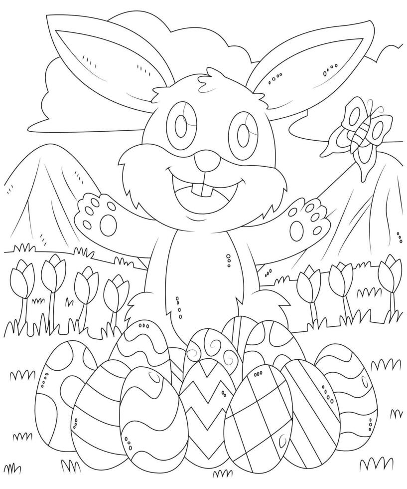 Unique and Funny Easter Coloring page for kids. Easter coloring book page for Children vector