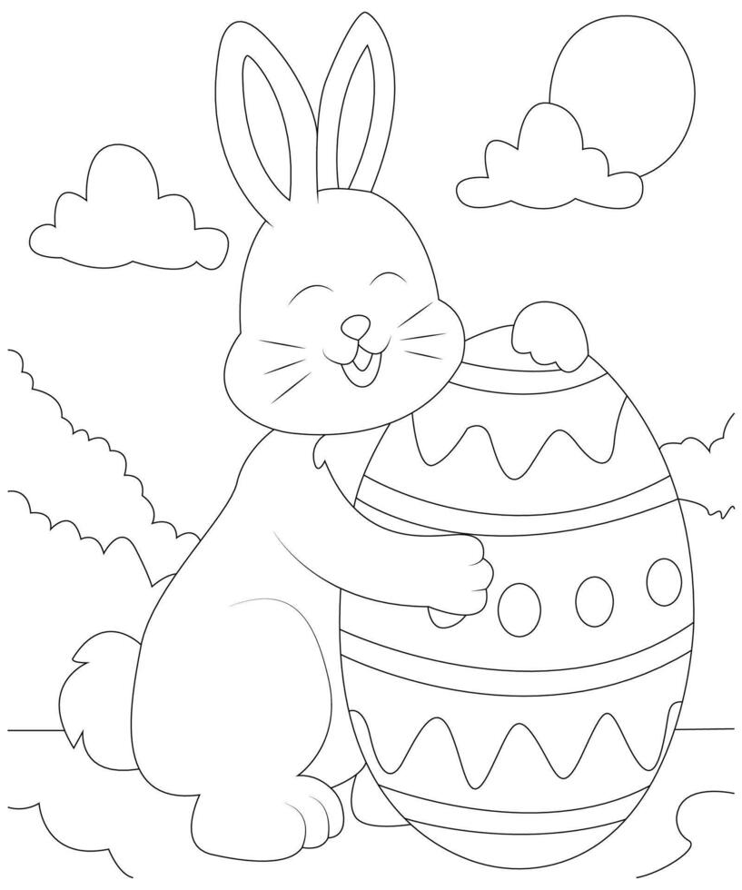 Unique and Funny Easter Coloring page for kids. Easter coloring book page for Children vector