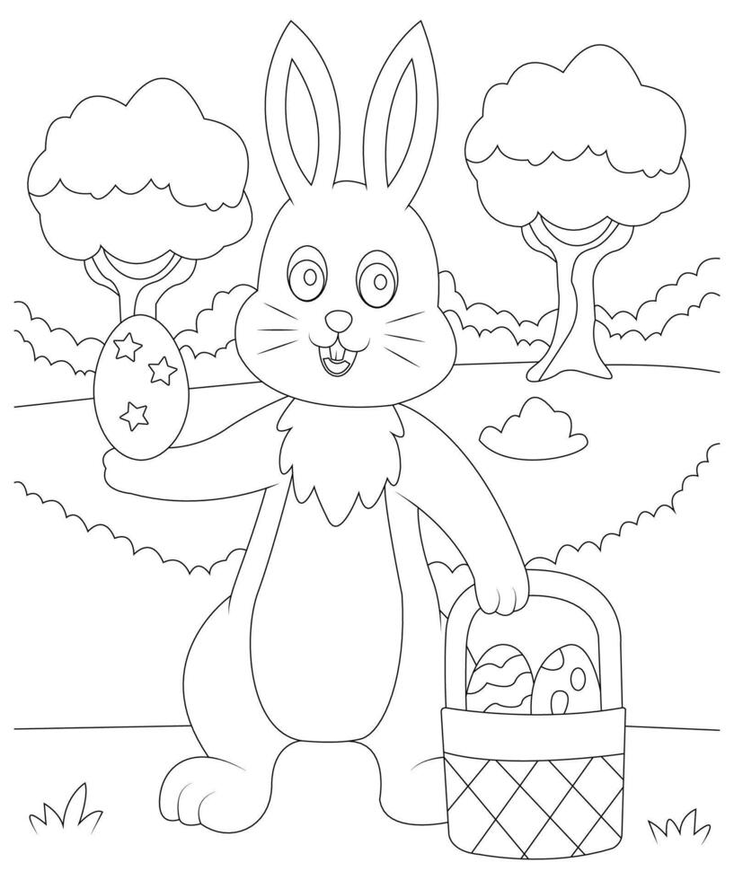 Unique and Funny Easter Coloring page for kids. Easter coloring book page for Children vector