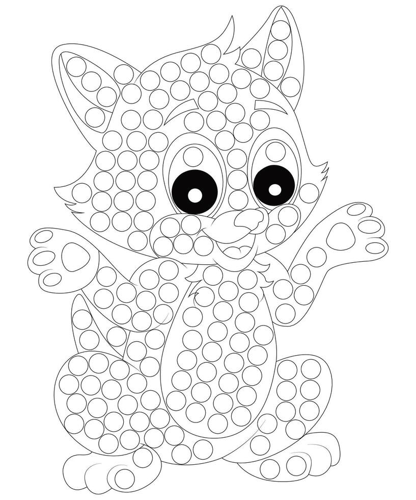Dot Cat Coloring page for kids and adults. Dot Cat coloring book page for Children vector
