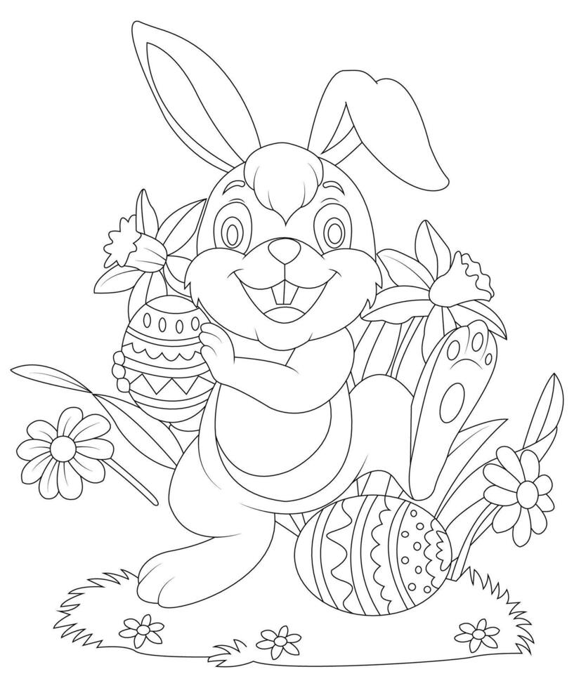 Unique and Funny Easter Coloring page for kids. Easter coloring book page for Children vector