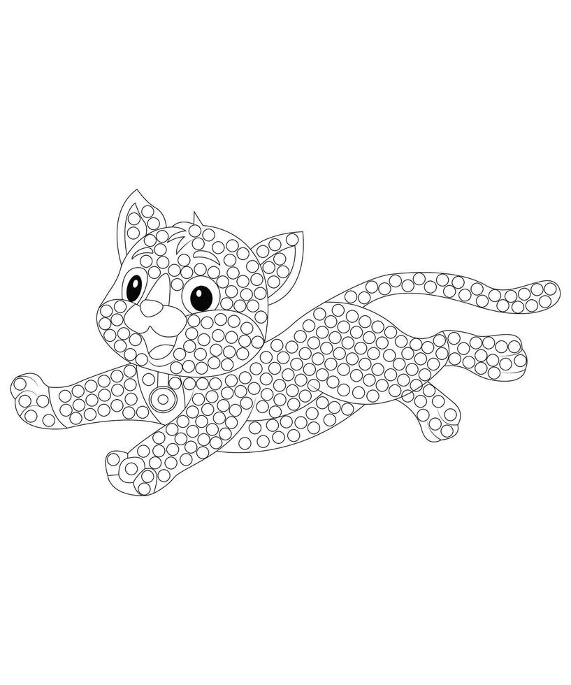 Dot Cat Coloring page for kids and adults. Dot Cat coloring book page for Children vector