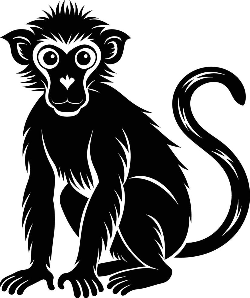 A silhouette of a monkey sitting vector