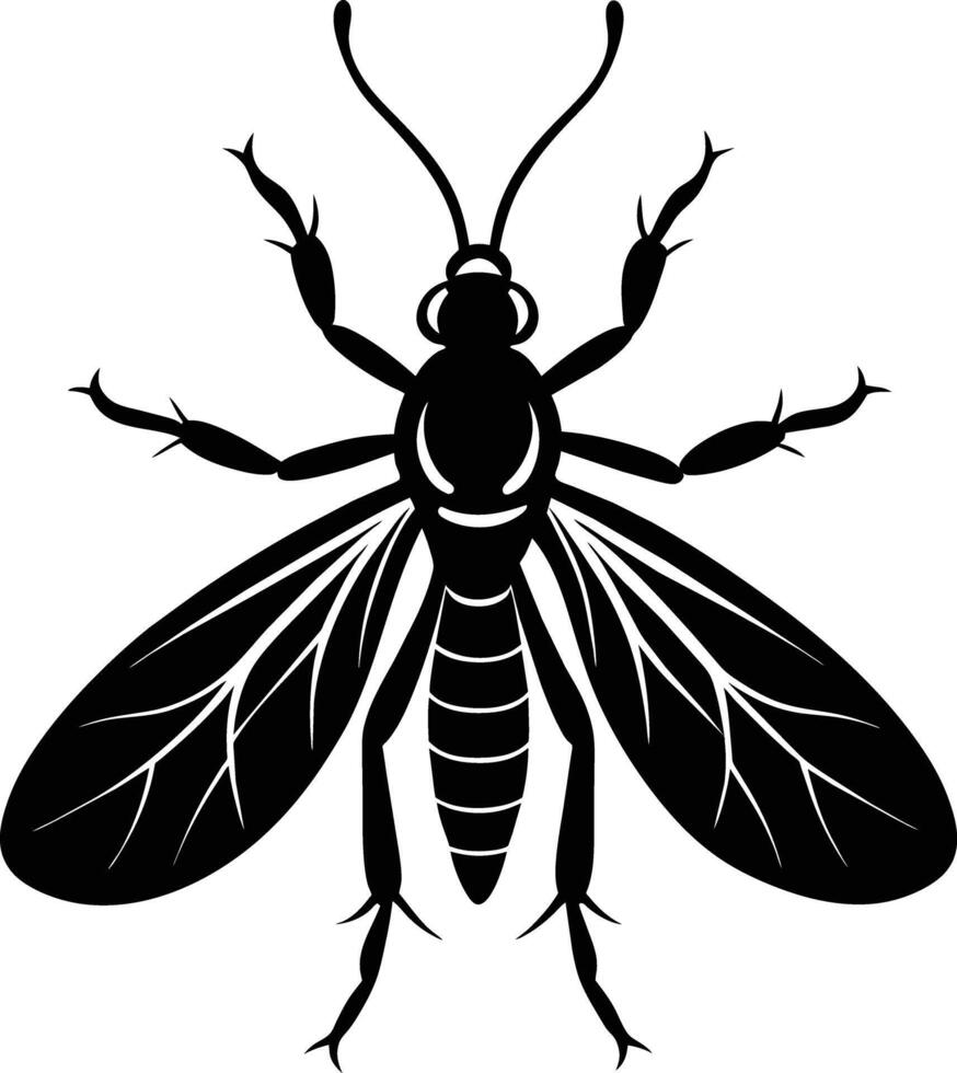 A black silhouette of a bee vector