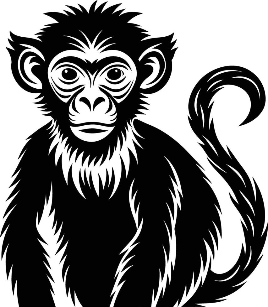 A silhouette of a monkey sitting vector