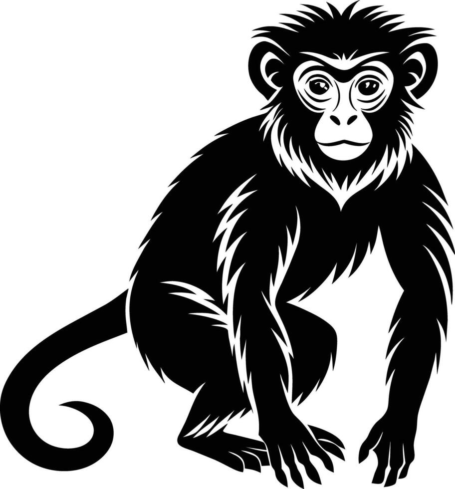 A silhouette of a monkey sitting vector