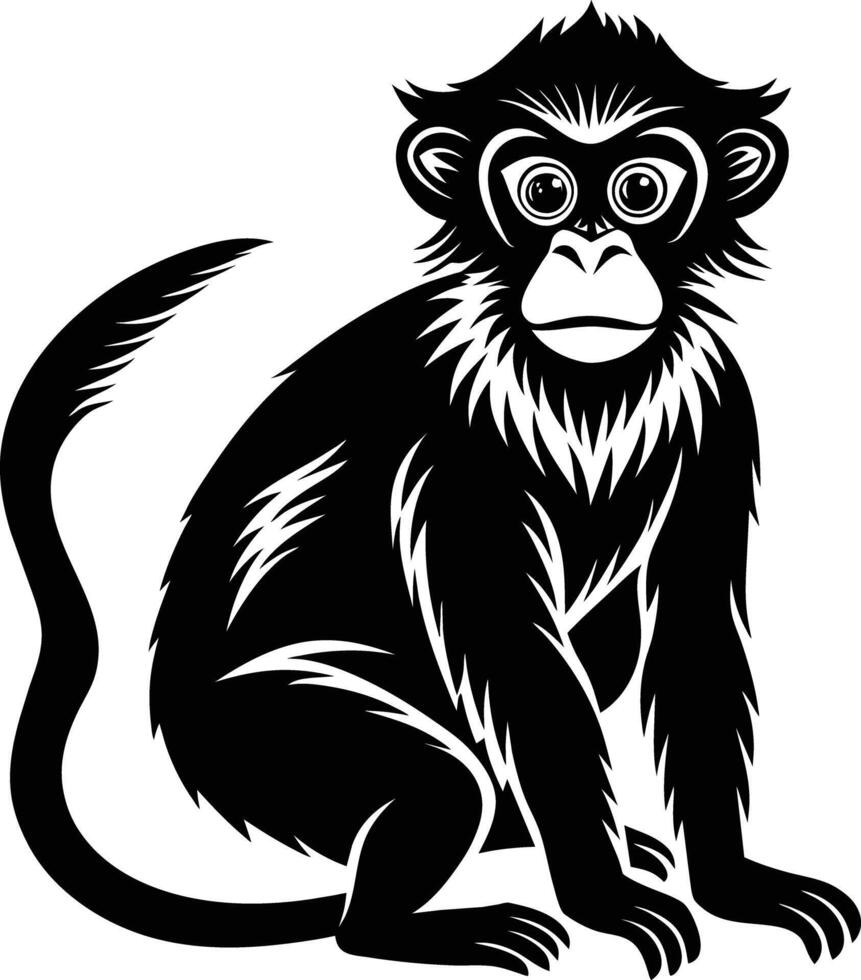 A silhouette of a monkey sitting vector
