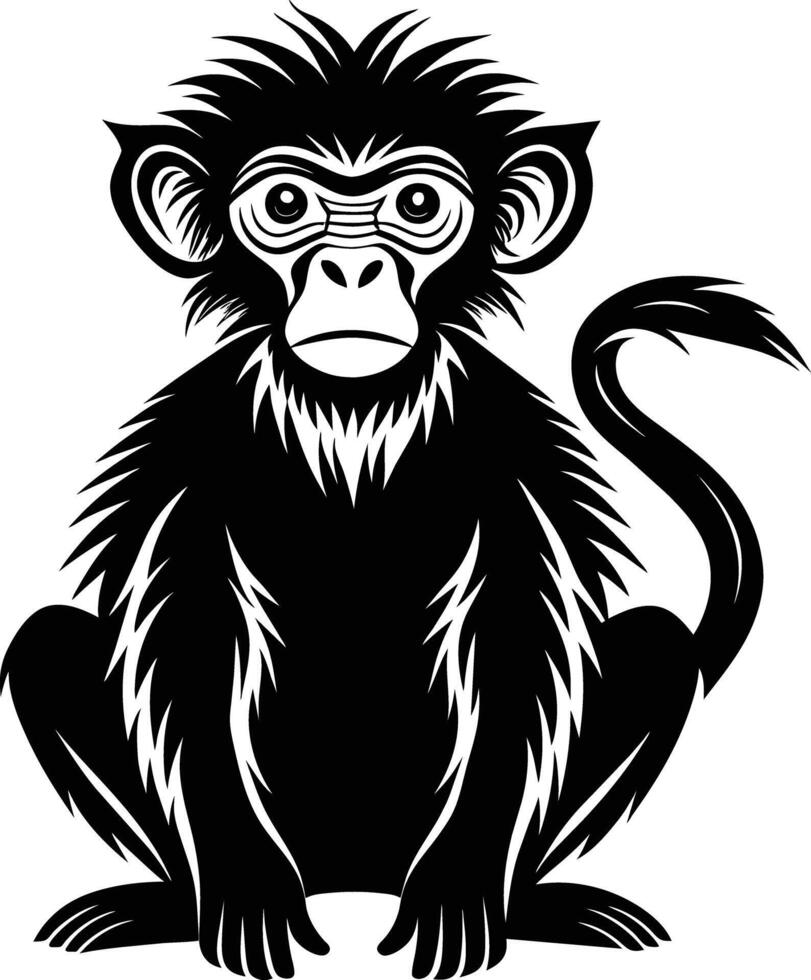 A silhouette of a monkey sitting vector