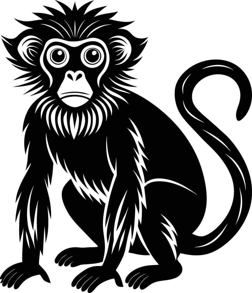 A silhouette of a monkey sitting vector