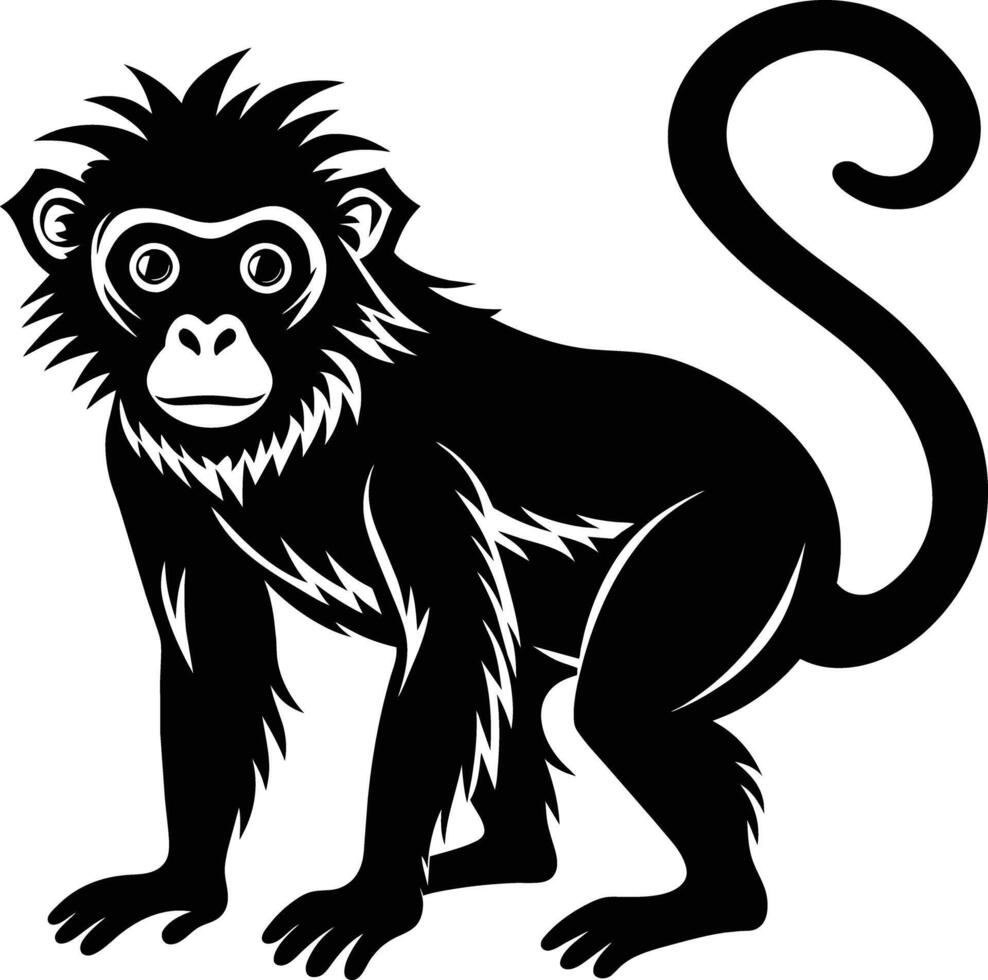 A silhouette of a monkey sitting vector