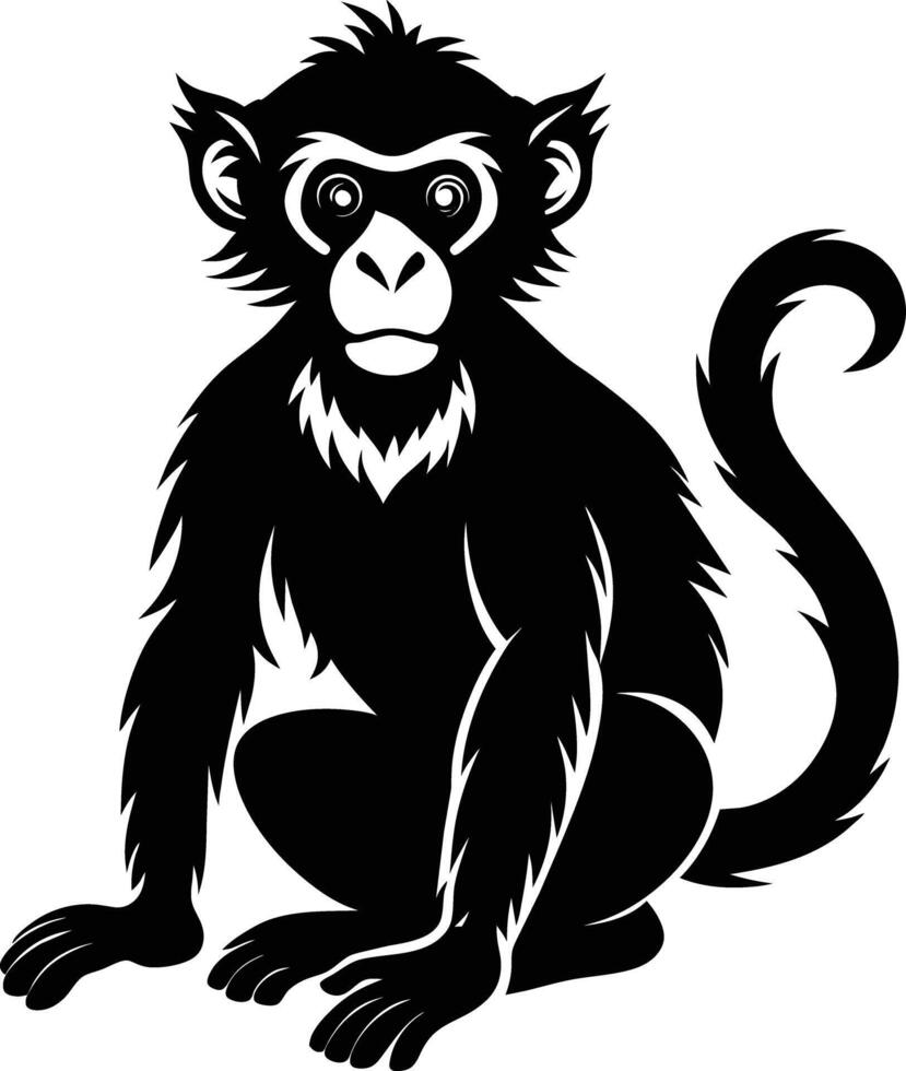 A silhouette of a monkey sitting vector