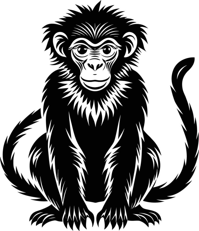 A silhouette of a monkey sitting vector