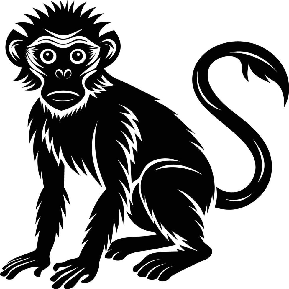 A silhouette of a monkey sitting vector
