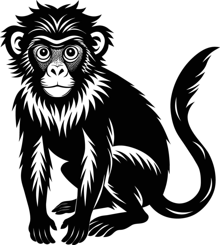 A silhouette of a monkey sitting vector