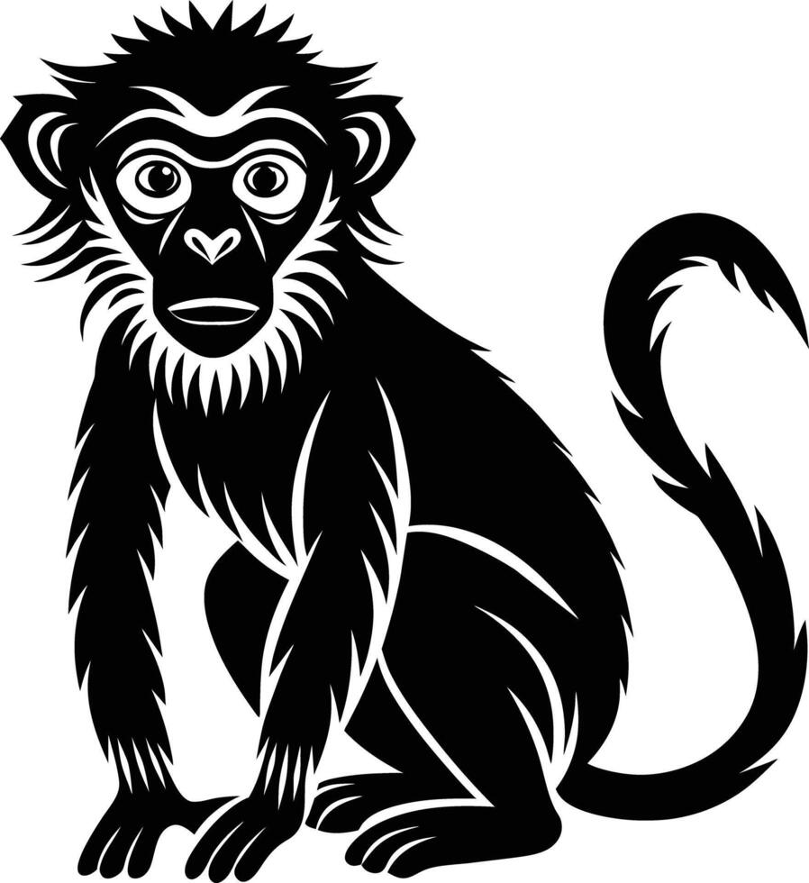 A silhouette of a monkey sitting vector