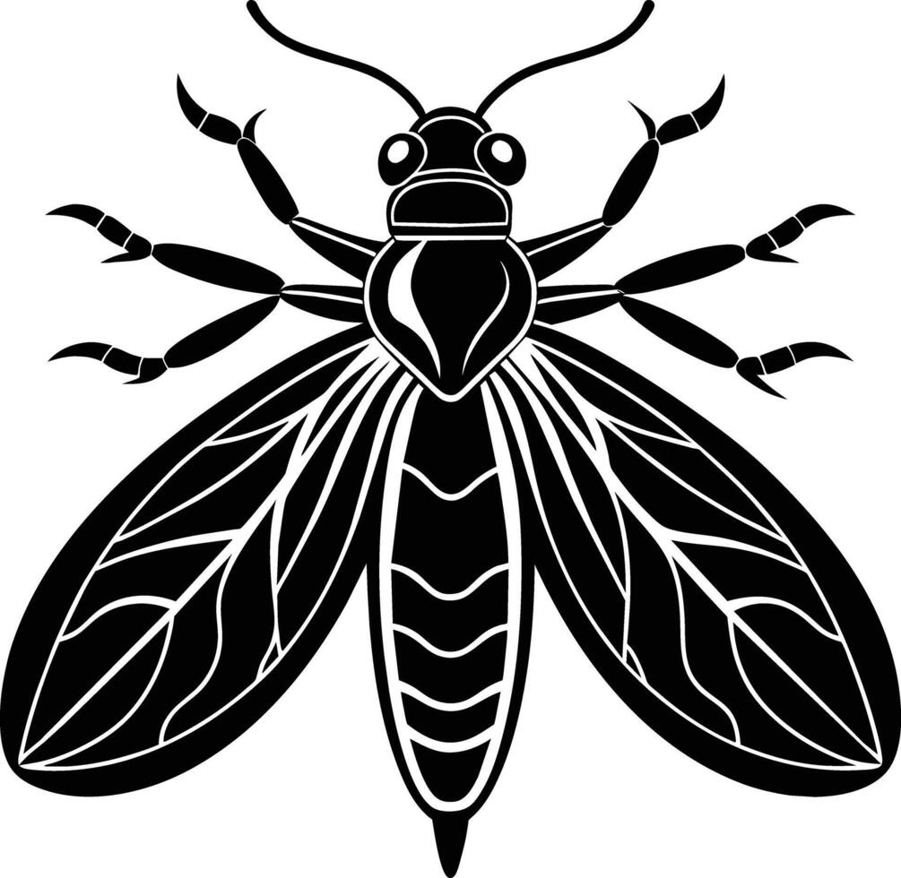 A black silhouette of a bee vector