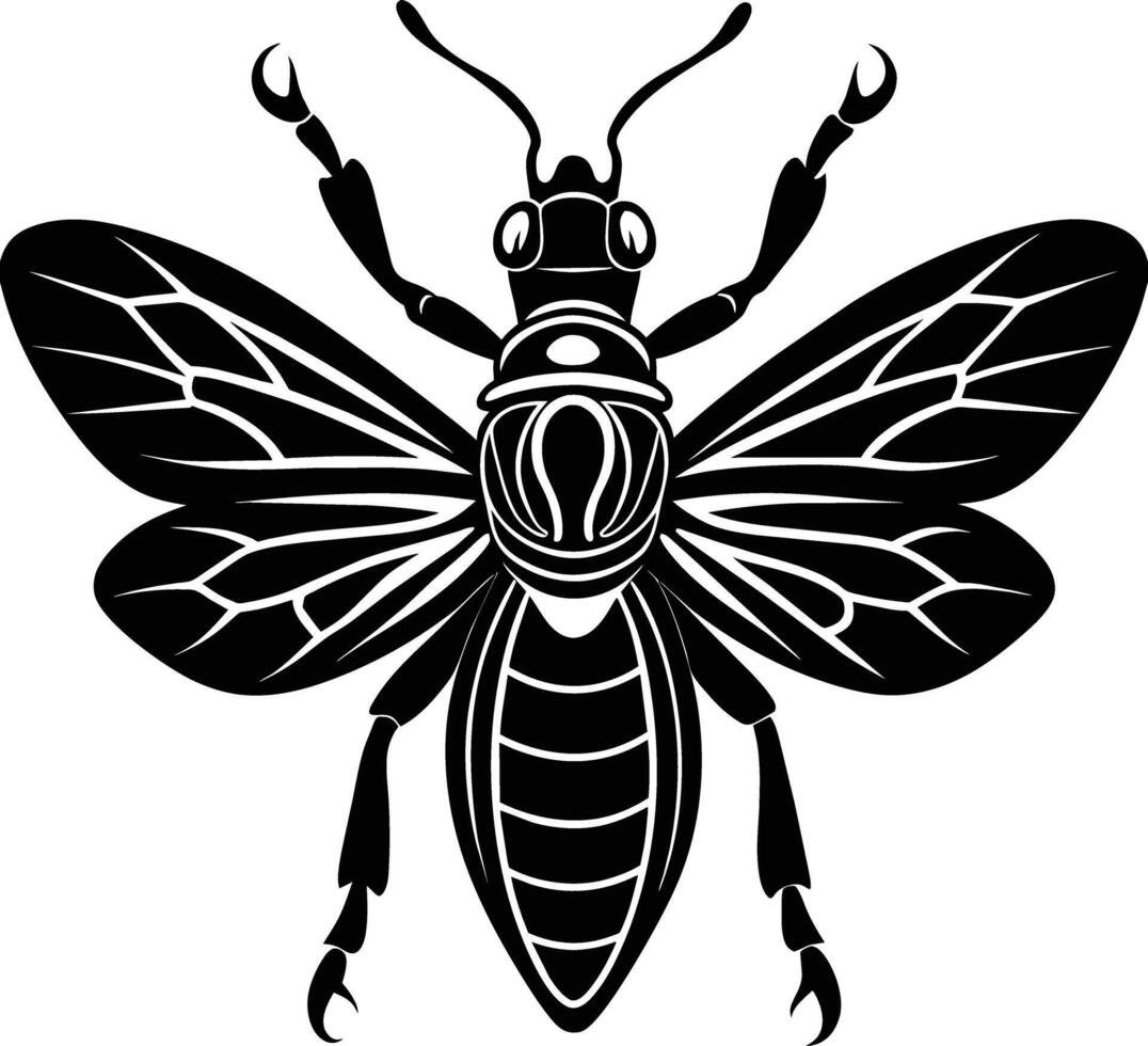 A black silhouette of a bee vector