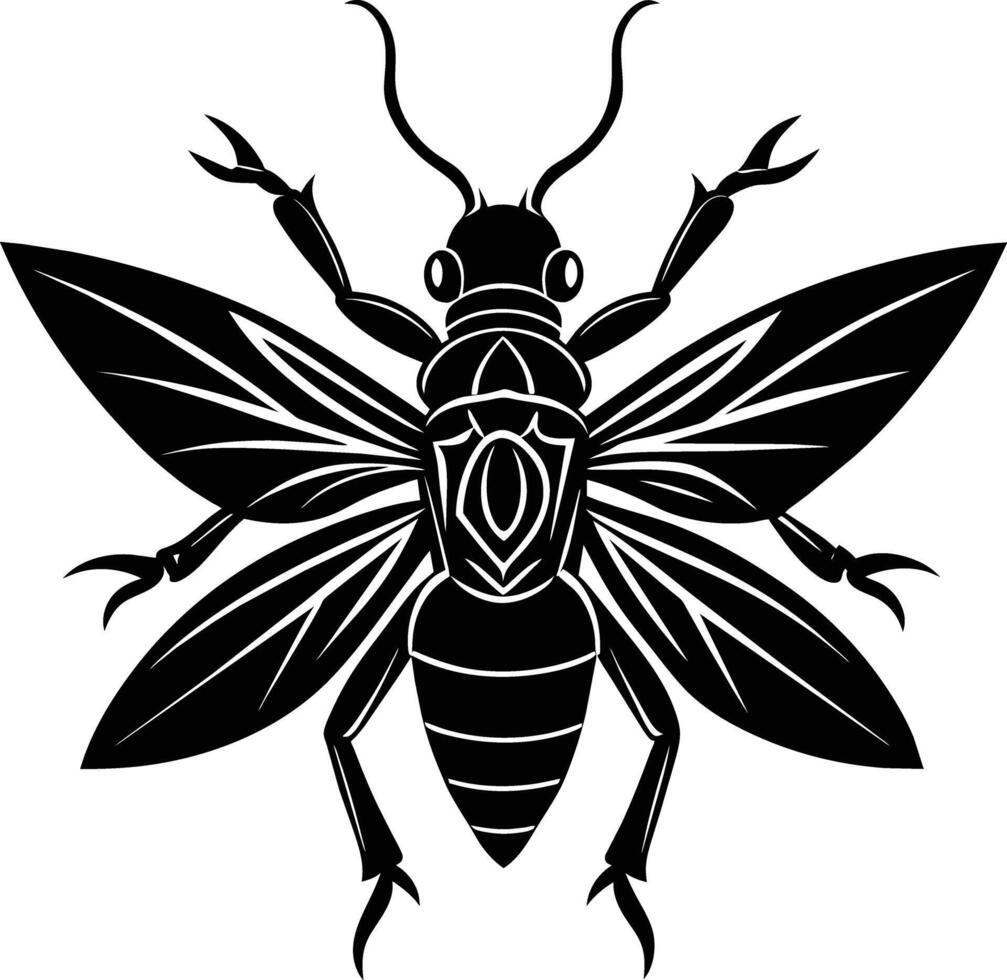 A black silhouette of a bee vector