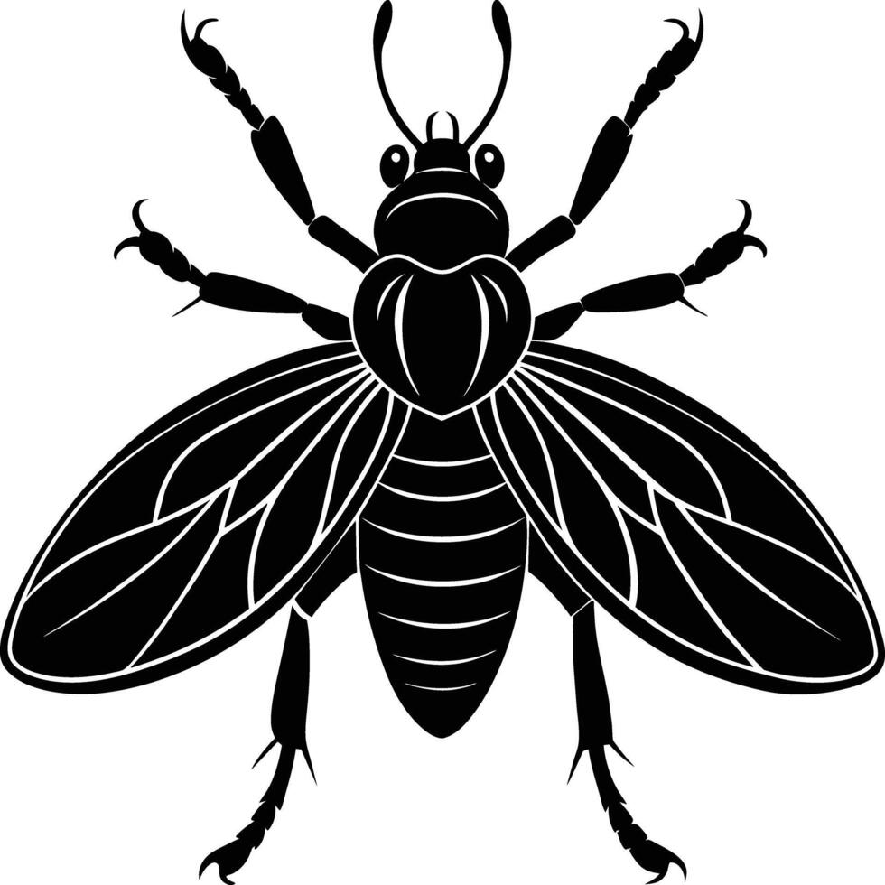 A black silhouette of a bee vector