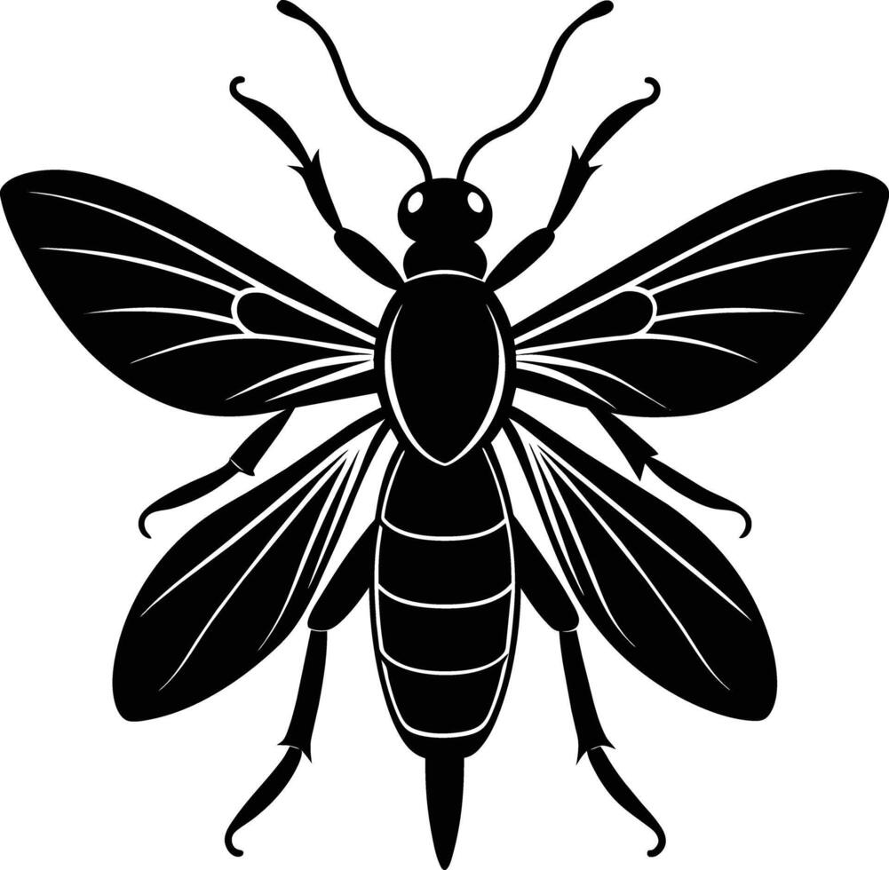 A black silhouette of a bee vector