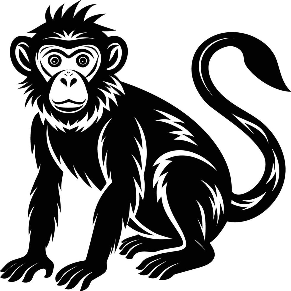 A silhouette of a monkey sitting vector