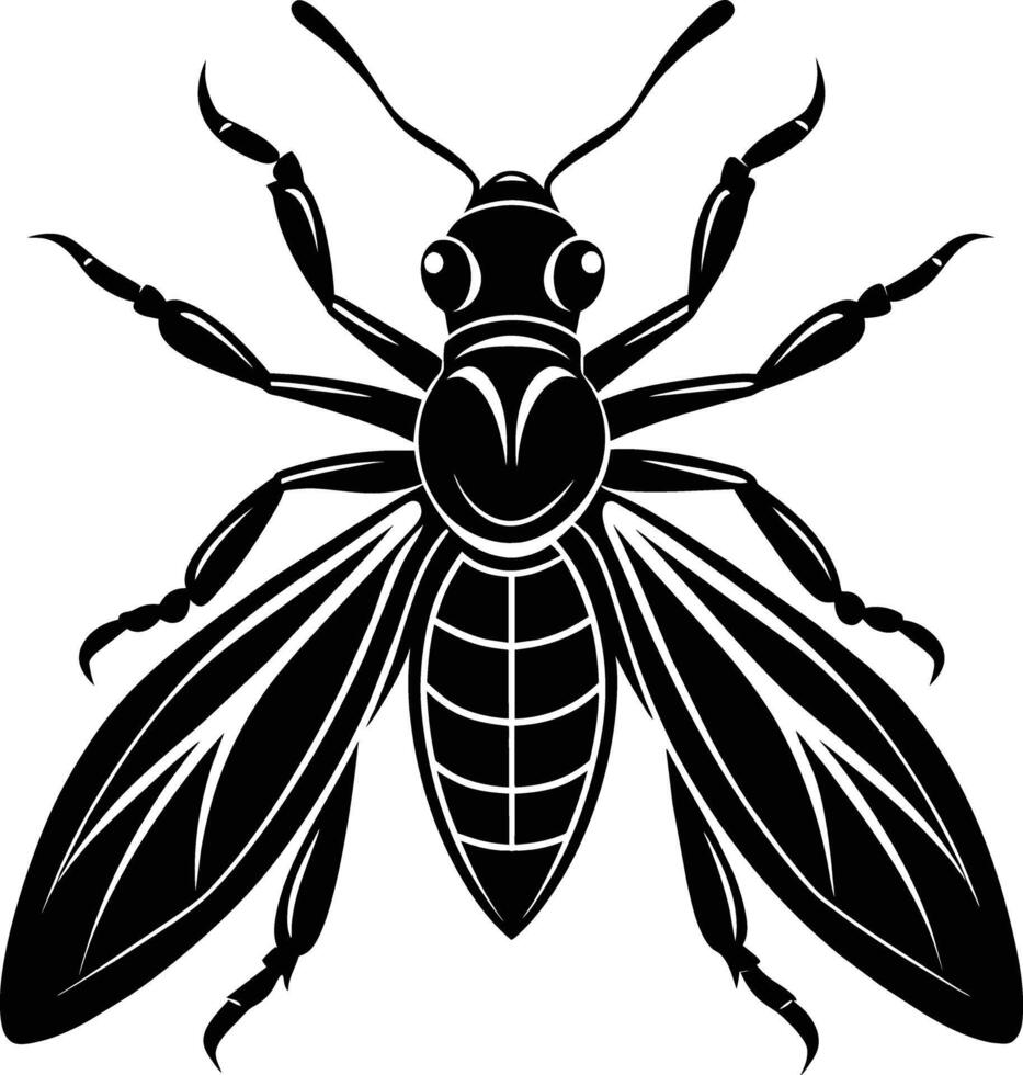 A black silhouette of a bee vector