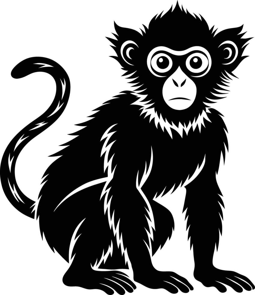 A silhouette of a monkey sitting vector