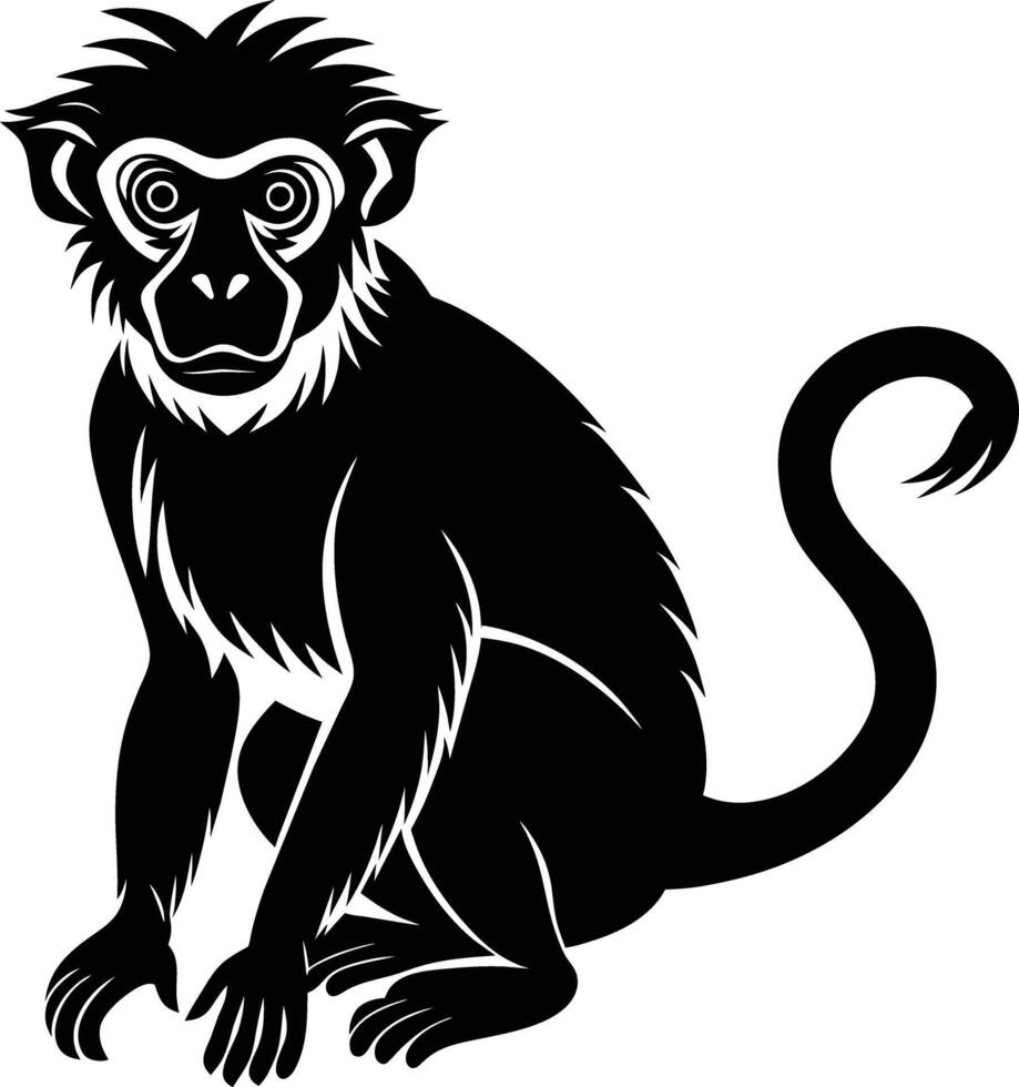 A silhouette of a monkey sitting vector