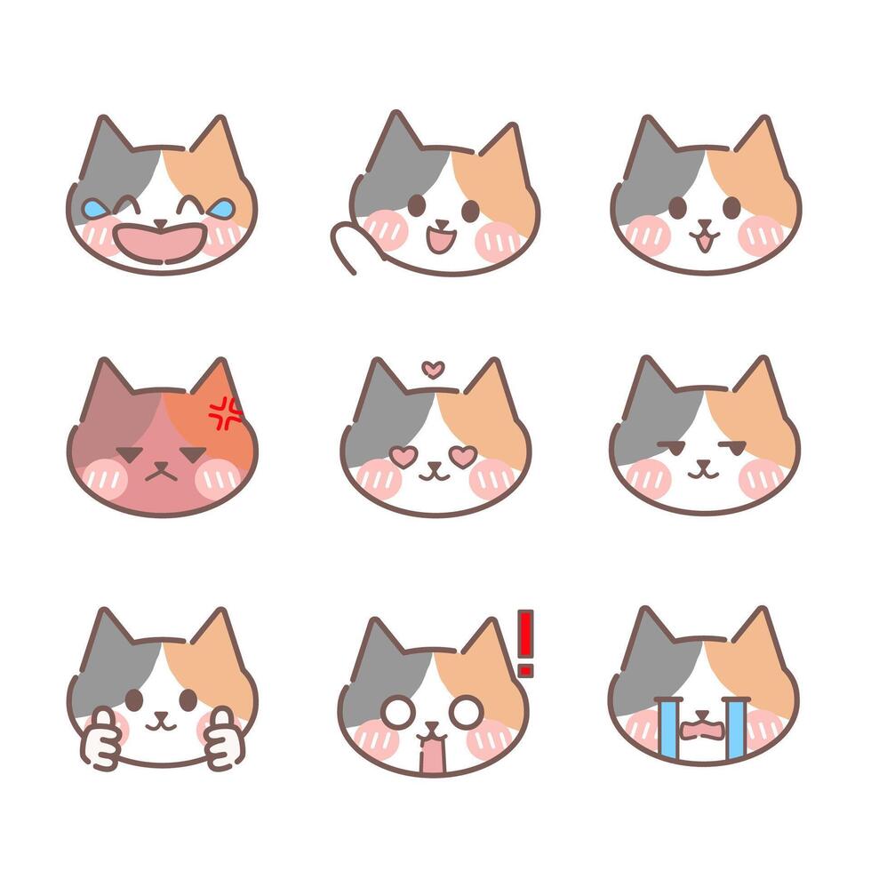 Cute cat emoticon vector