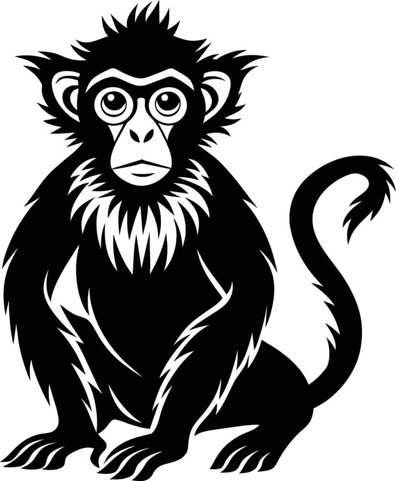 A silhouette of a monkey sitting vector