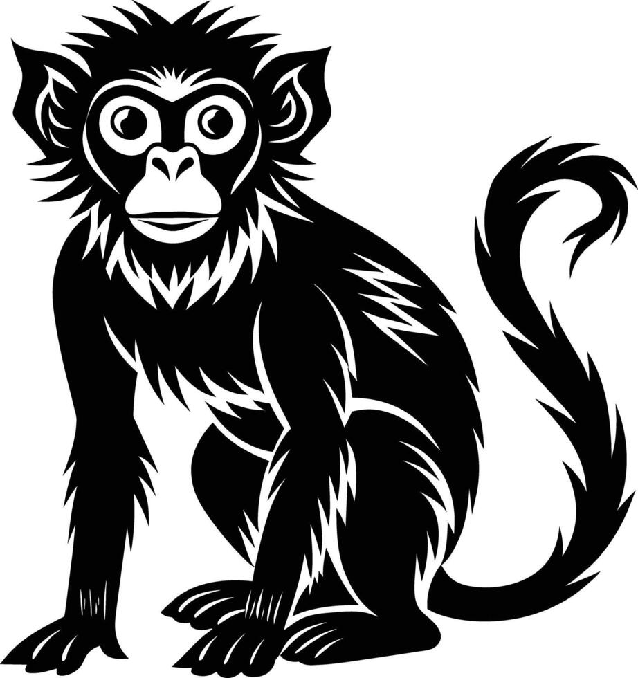 A silhouette of a monkey sitting vector