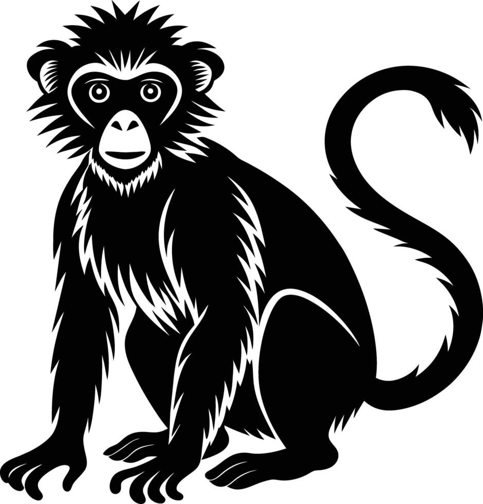 A silhouette of a monkey sitting vector