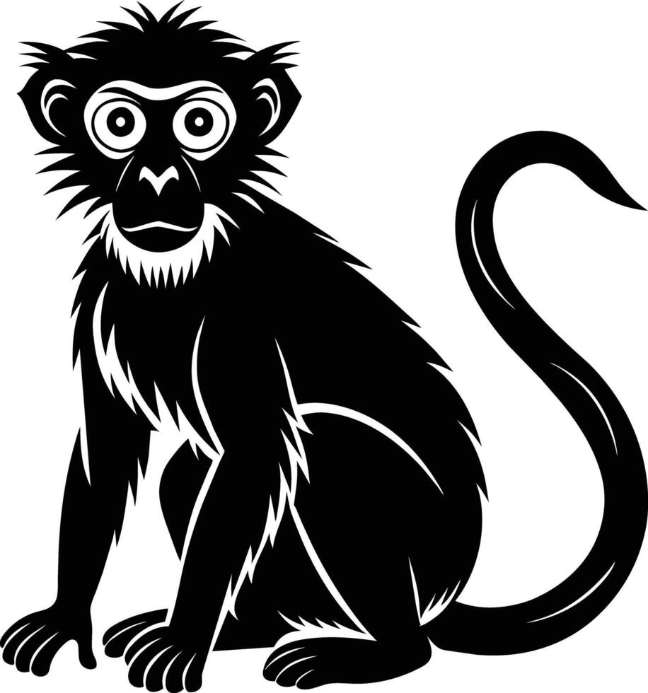 A silhouette of a monkey sitting vector