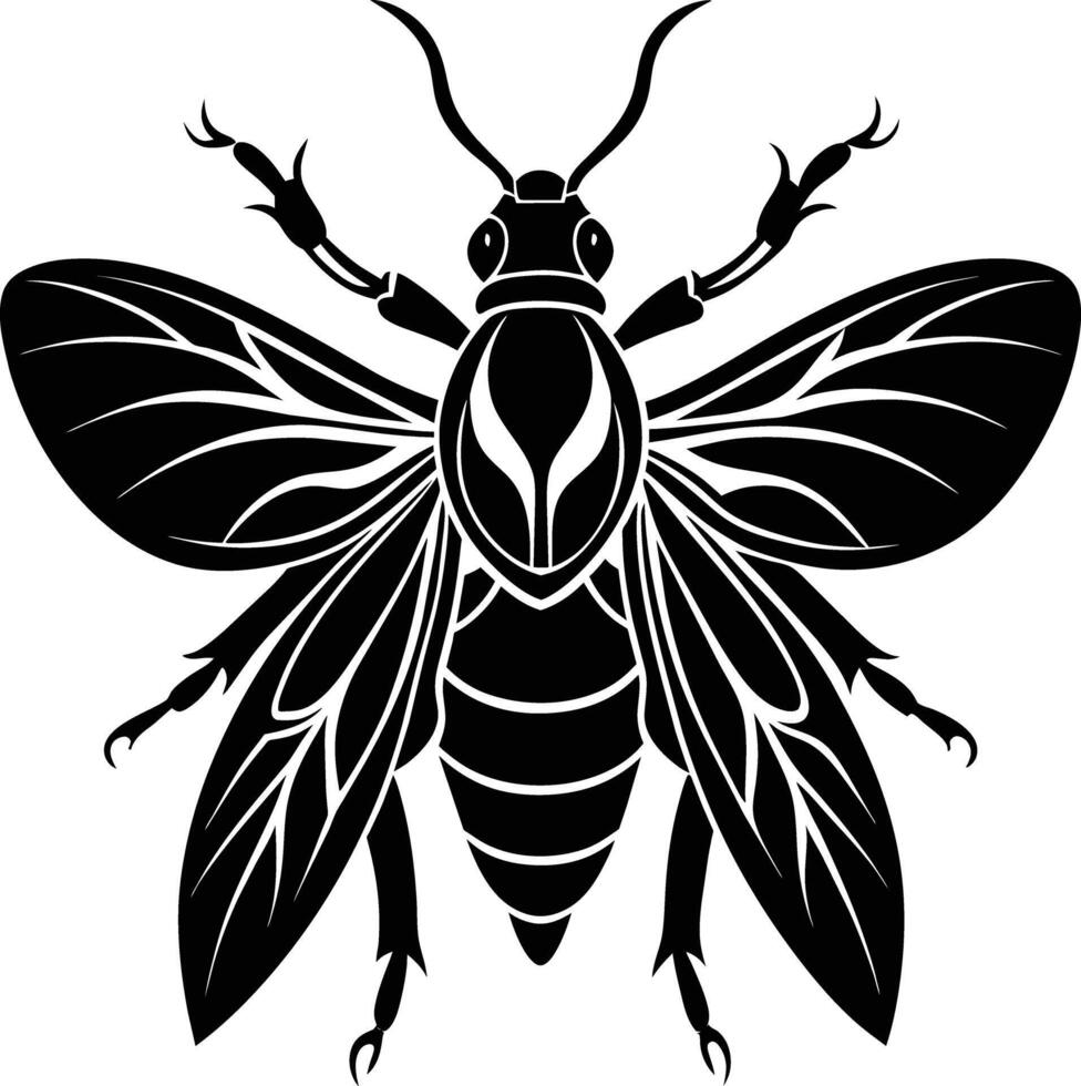 A black silhouette of a bee vector