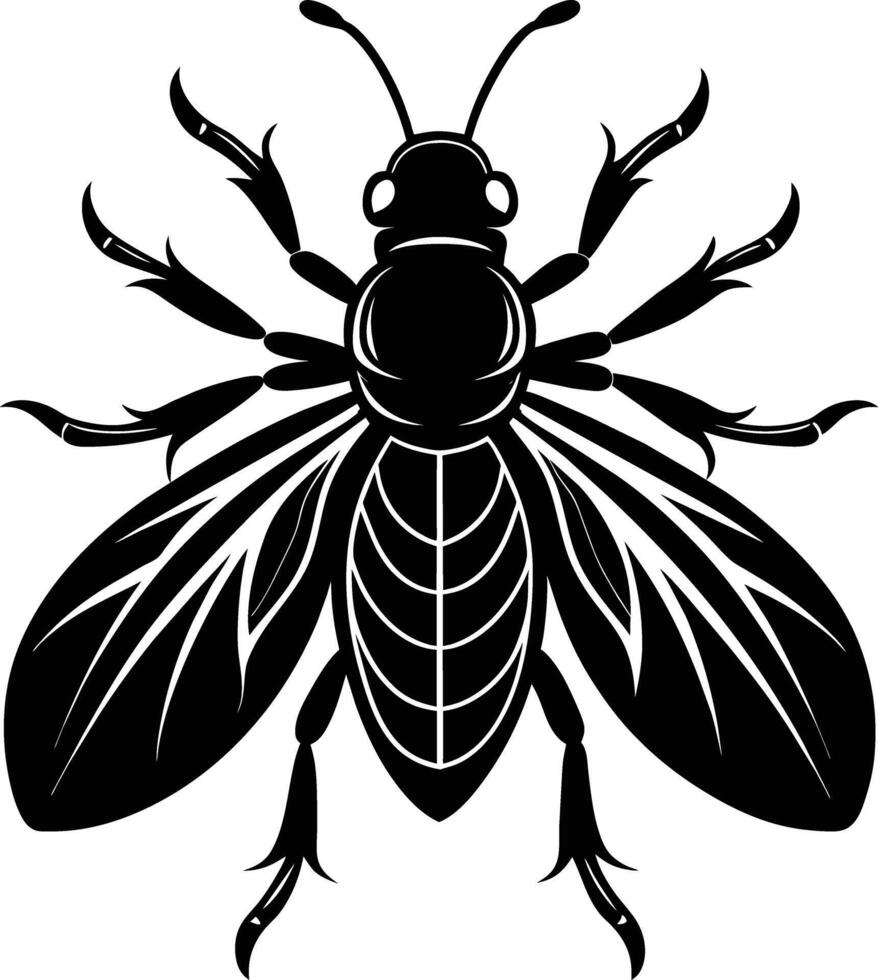 A black silhouette of a bee vector
