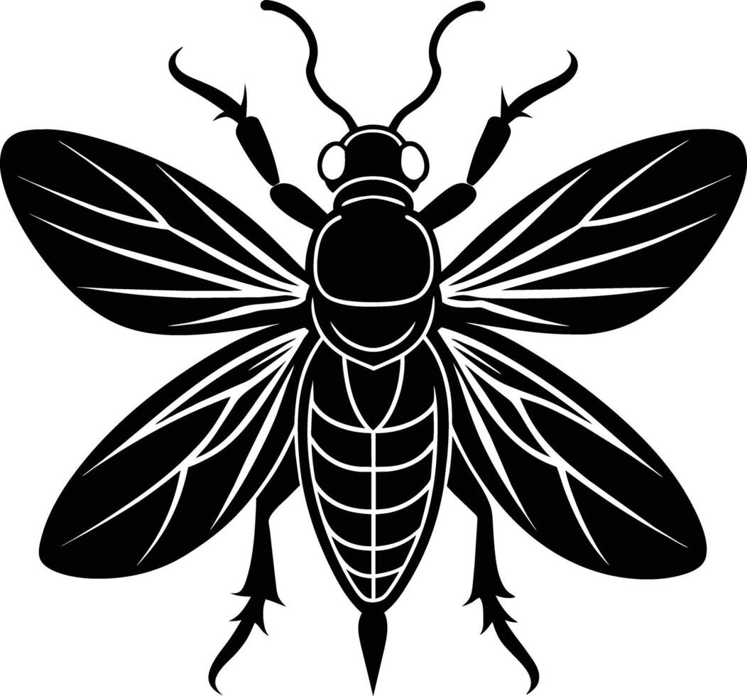 A black silhouette of a bee vector