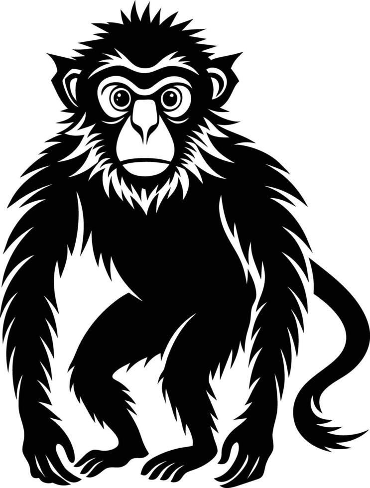 A silhouette of a monkey sitting vector