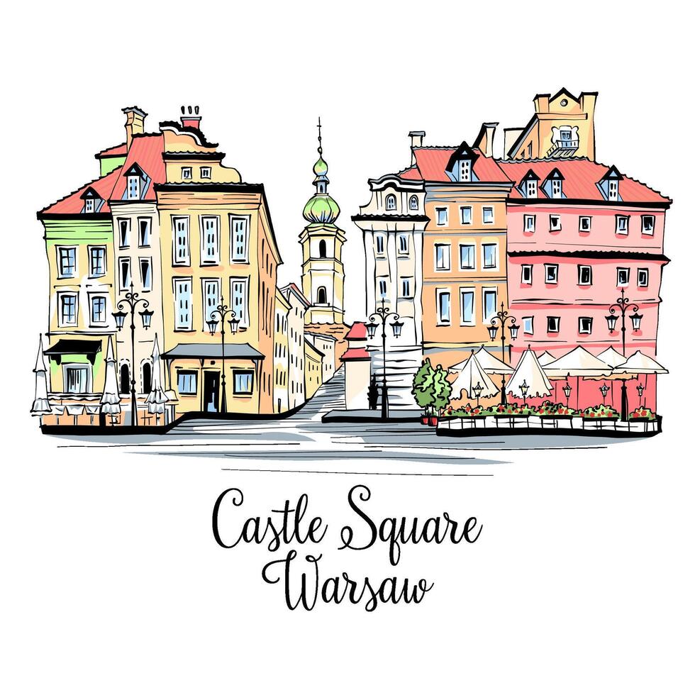 Castle Square in Warsaw, Poland vector