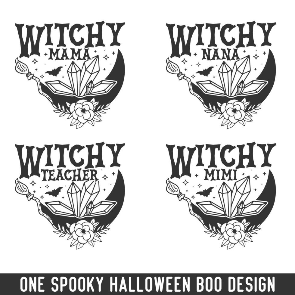Witchy family members Halloween designs vector