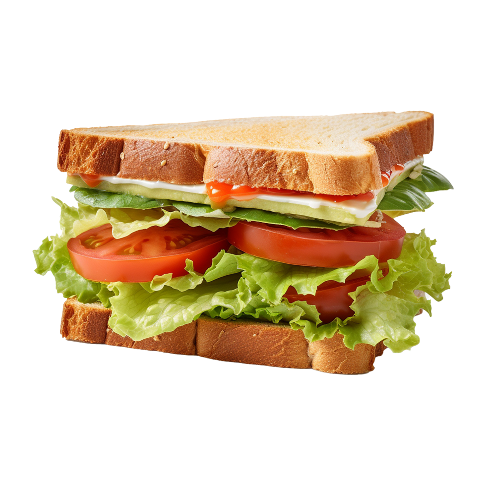 Sandwich with lettuce and tomato isolated on transparent background png