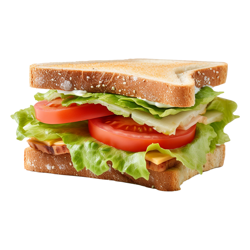 Sandwich with lettuce and tomato isolated on transparent background png