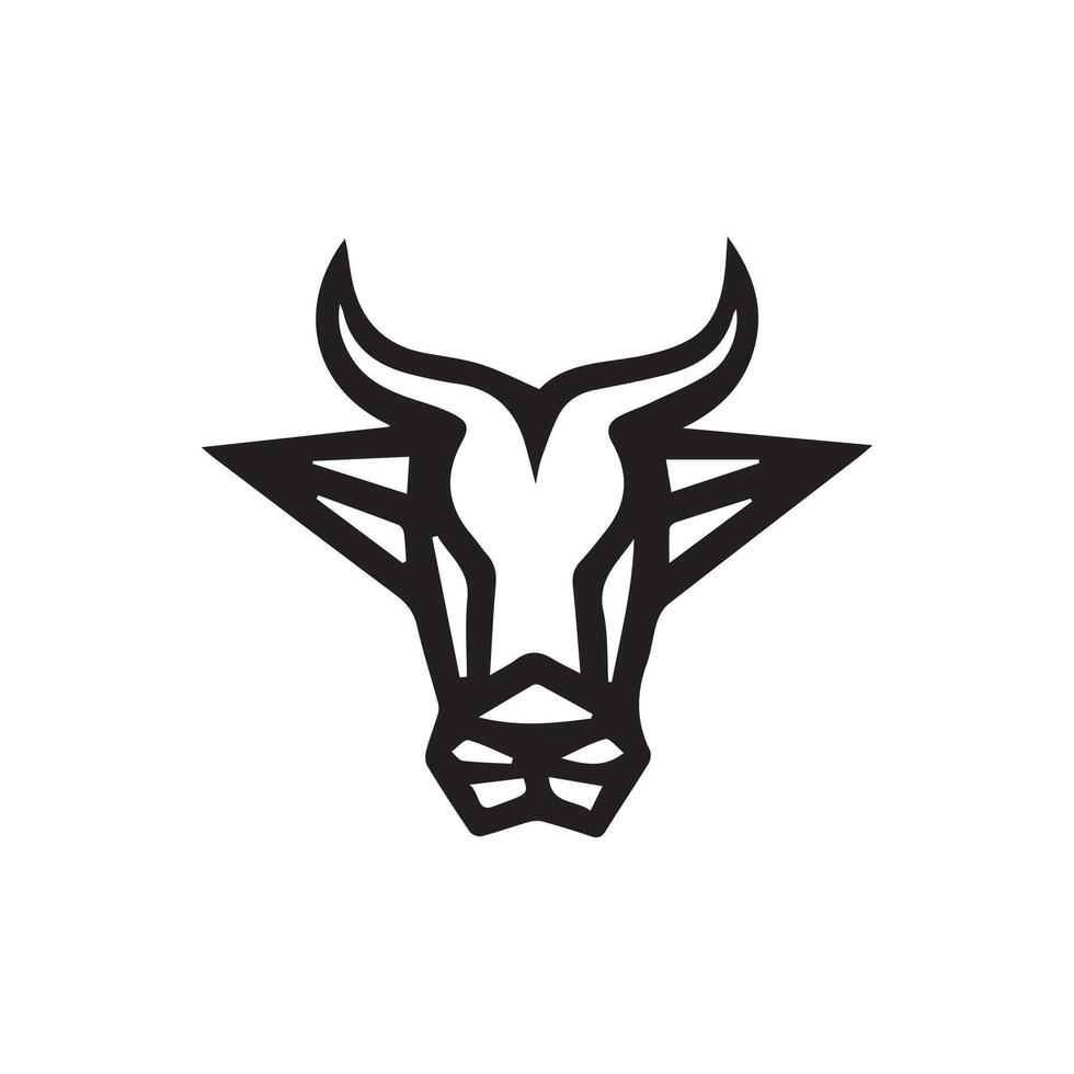 Black outline bull head logo icon vector