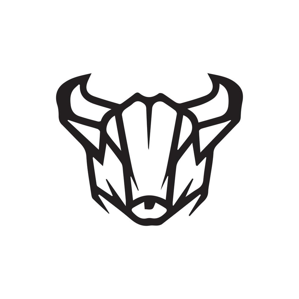Black outline bull head logo icon vector