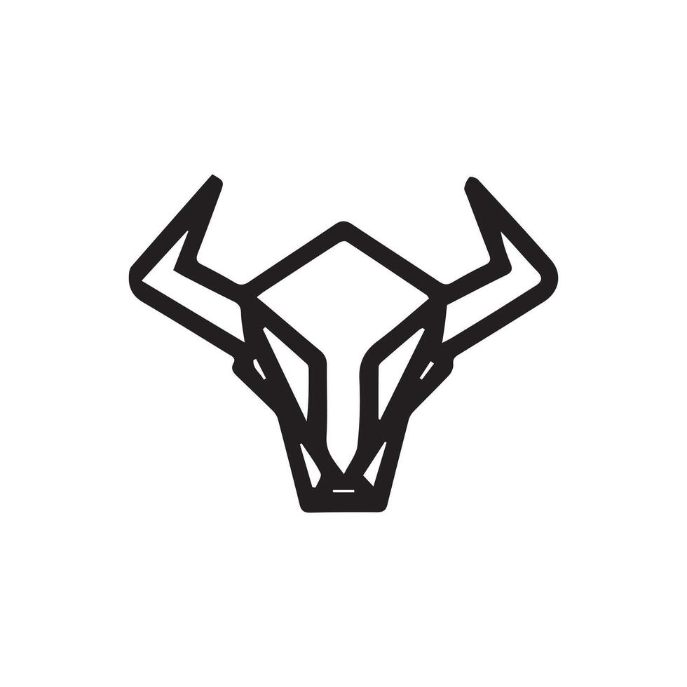 Black outline bull head logo icon vector
