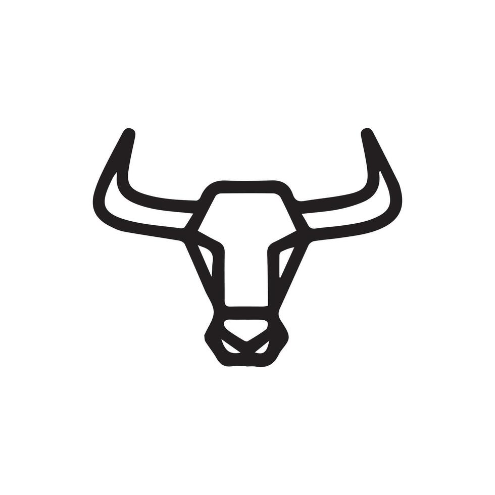 Black outline bull head logo icon vector