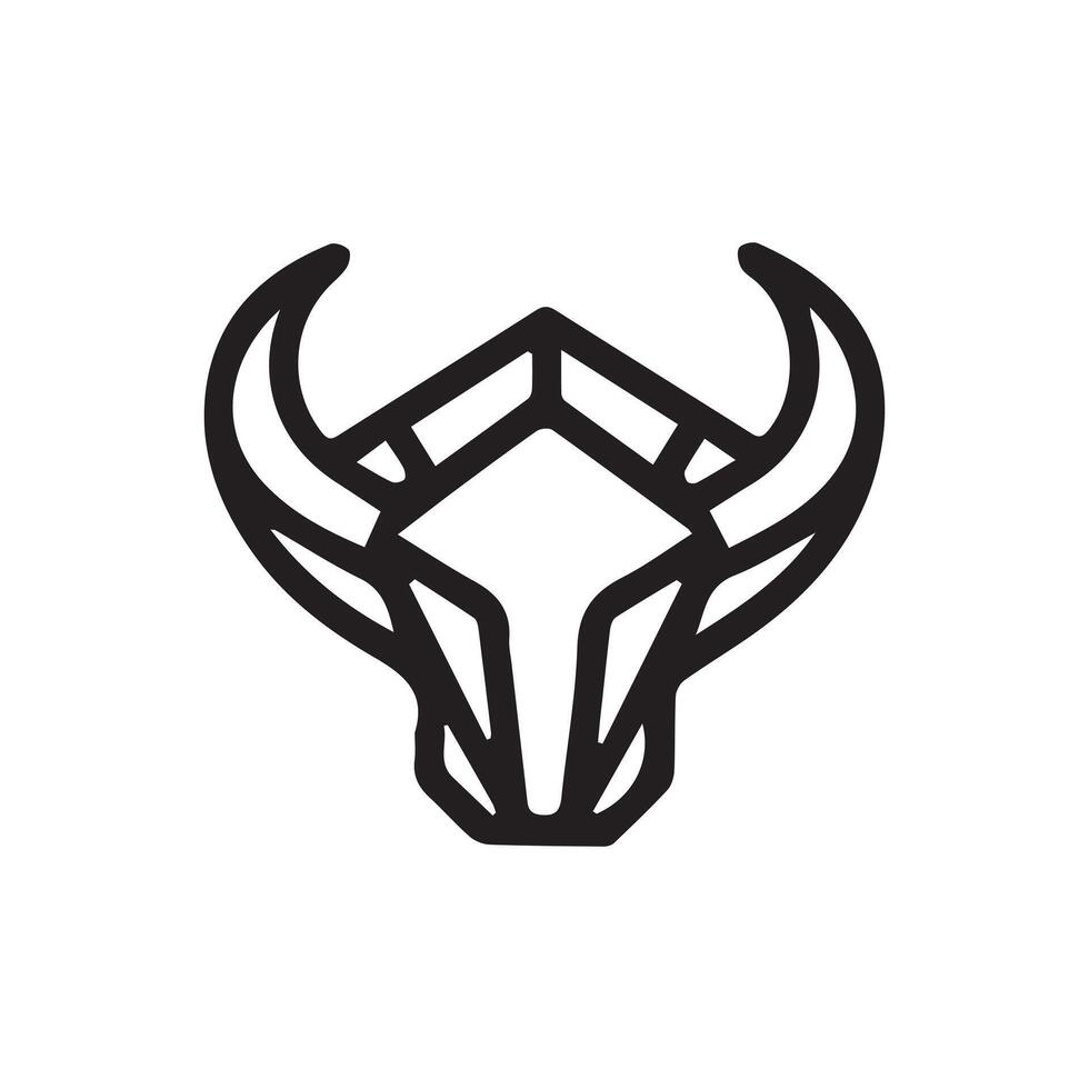 Black outline bull head logo icon vector