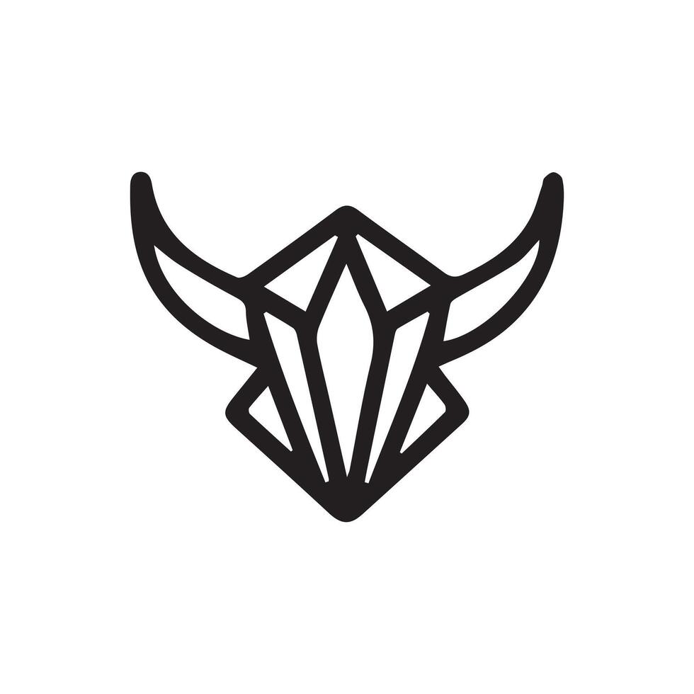 Black outline bull head logo icon vector