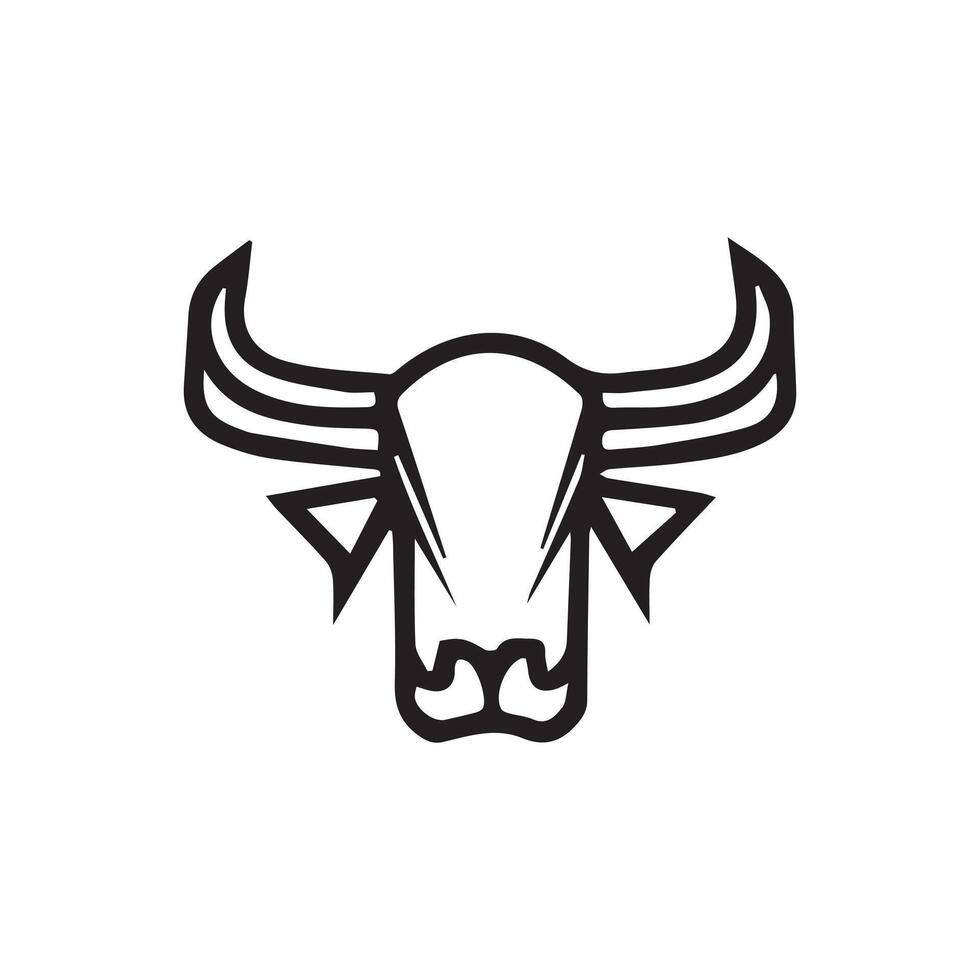 Black outline bull head logo icon vector