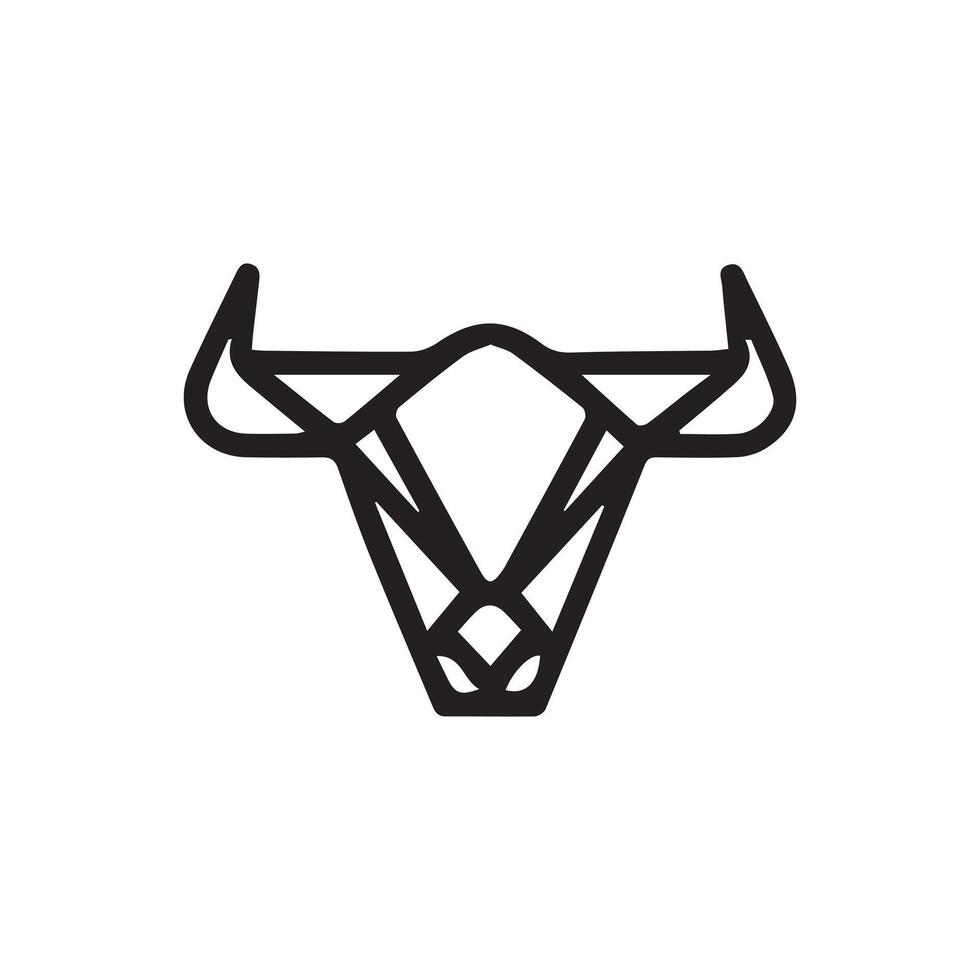 Black outline bull head logo icon vector